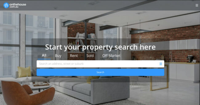 OnTheHouse.com.au home page with search for suburb profiles that help research best locations for property investment.