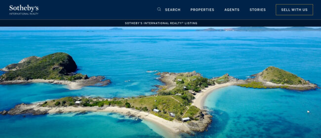 Sotheby's island property listing with tools for luxury property search.