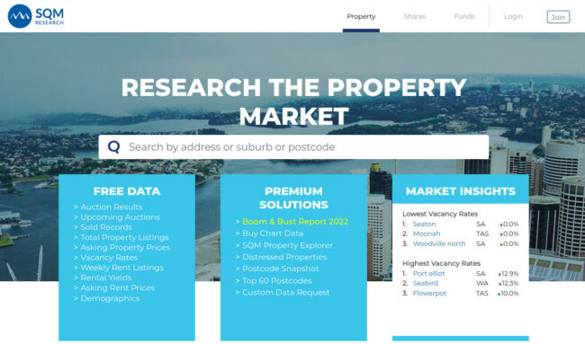 SQM Research property research tools  that help to find best locations for property investment.