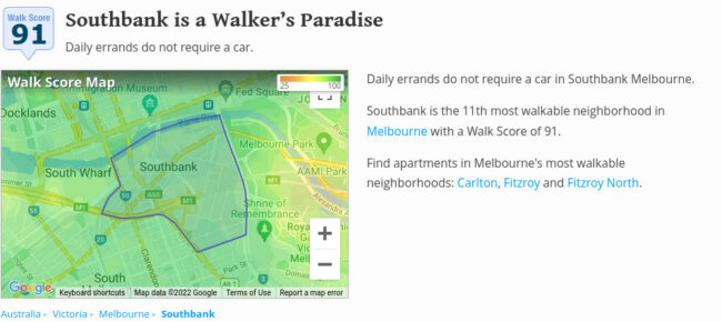 Walk Score tool can be used to research how well specific suburb or city designed for walking. 